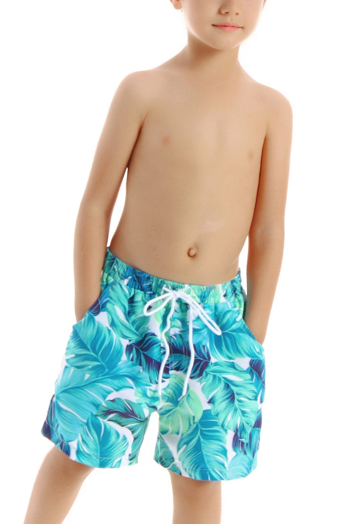 Boys Aqua Floral Trunks - Submerge Ryan Michelle - 